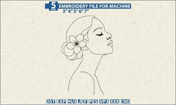 Download Girl Face Pattern DST PES Embroidery - Premium Bundle