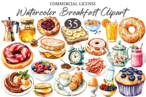 Download Watercolor Breakfast Clipart - Breakfast Collection
