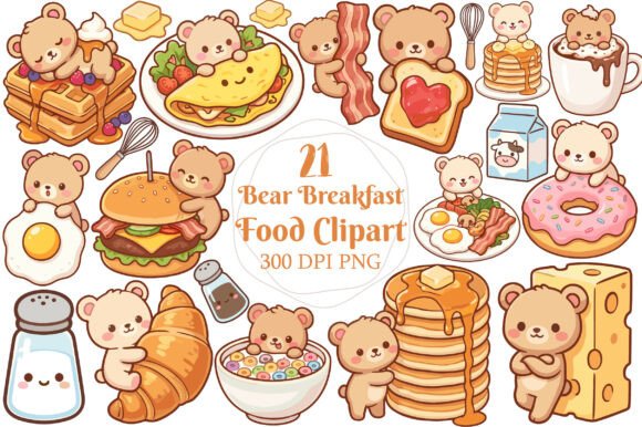 Download Bear Breakfast Food Clipart - Breakfast Collection