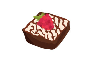 Download Brownie with Powdered Sugar and Raspberry - Brown Collection