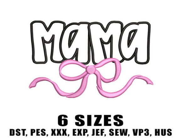Download Mama Pink Bow Ribbon Embroidery Design - Premium Bundle