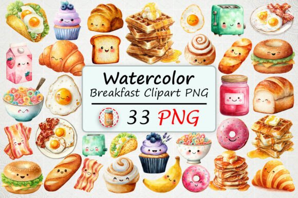 Download Watercolor Breakfast Clipart PNG - Breakfast Collection